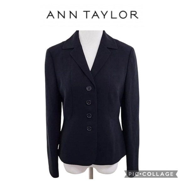 Ann Taylor Jackets & Blazers - Ann Taylor Classic 4 buttons wool Black blazer jacket Wide Lapel Size 0 or XS